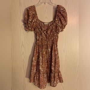 Floral spring brown dress